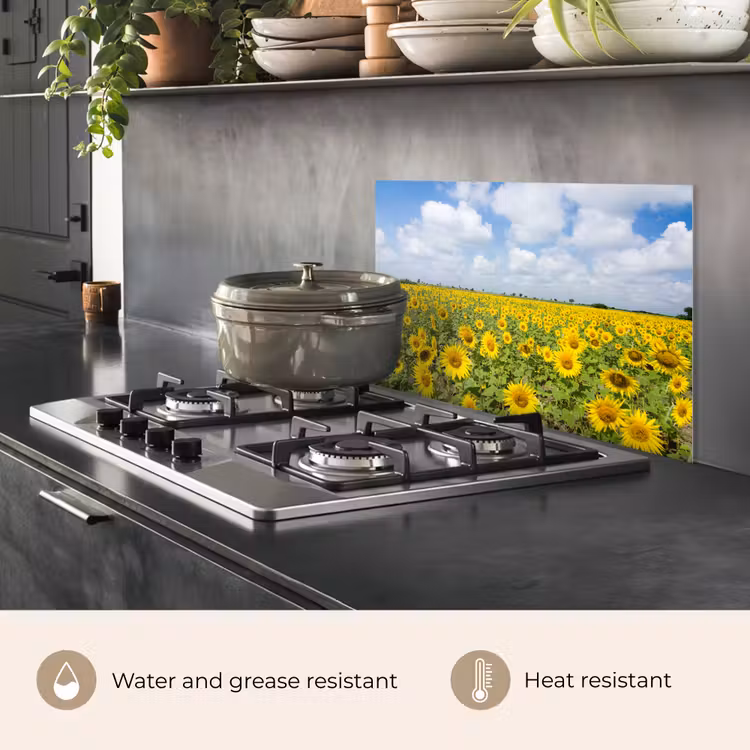 Kitchen splashback for hob - Sunflowers - Flowers - Clouds - Nature - Yellow - Landscape — 2