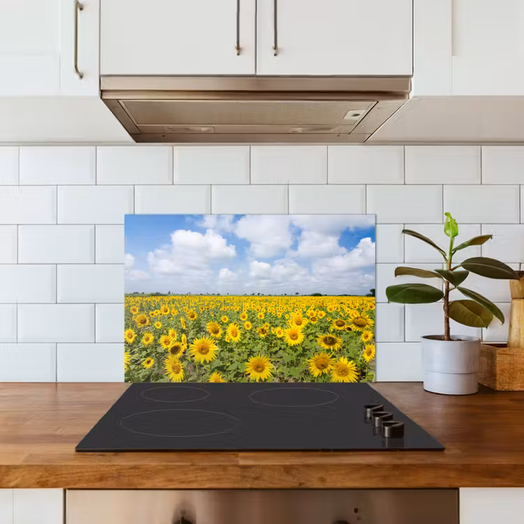 Kitchen splashback for hob - Sunflowers - Flowers - Clouds - Nature - Yellow - Landscape — 3