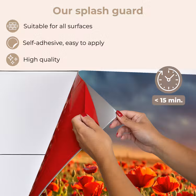 Kitchen splashback for hob - Sunset - Poppies - Red - Flowers - Field - Nature — 4