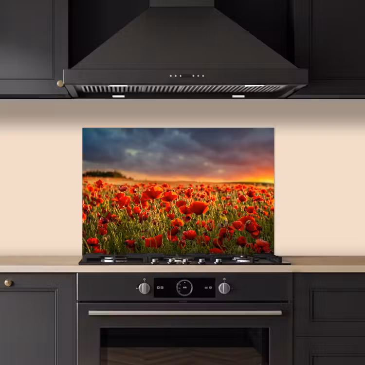 Kitchen splashback for hob - Sunset - Poppies - Red - Flowers - Field - Nature — 5