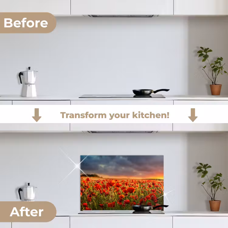 Kitchen splashback for hob - Sunset - Poppies - Red - Flowers - Field - Nature — 7