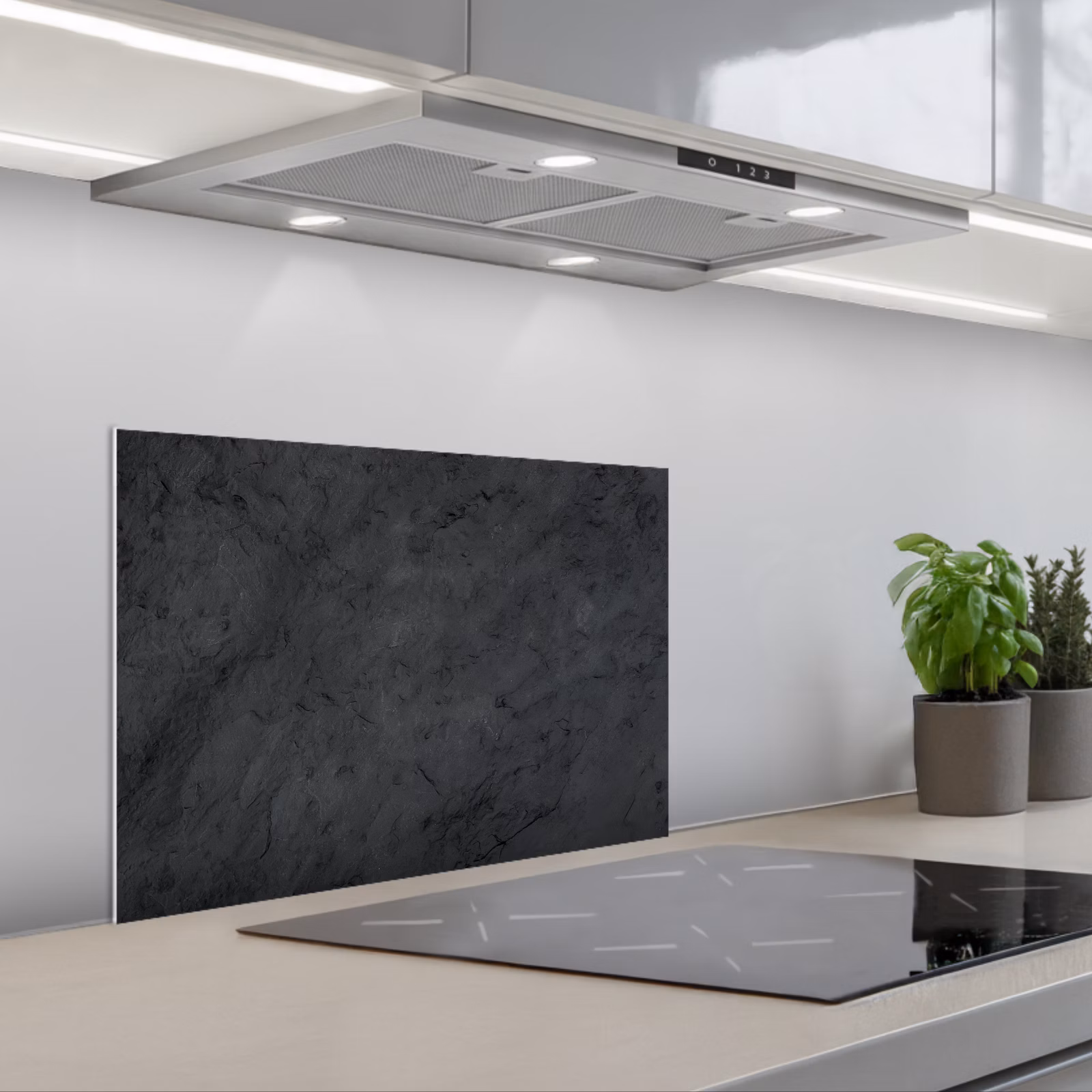 Kitchen splashback for hob - Gray - Cement - Concrete - Industrial - Textured — 1