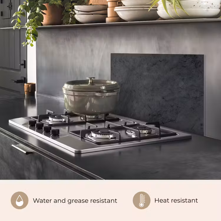 Kitchen splashback for hob - Gray - Cement - Concrete - Industrial - Textured — 2