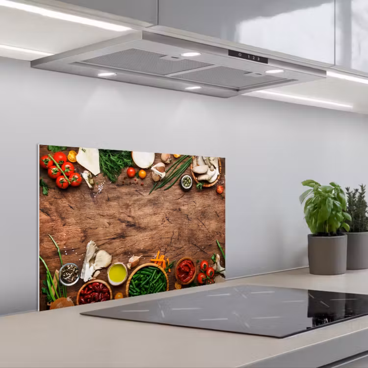 Kitchen splashback for hob - Herbs - Vegetables - Rustic — 1