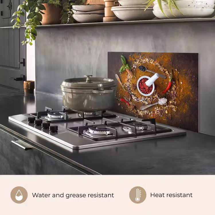 Kitchen splashback for hob - Mortar - Herbs - Spoons - Spices - Brown - Pepper — 2