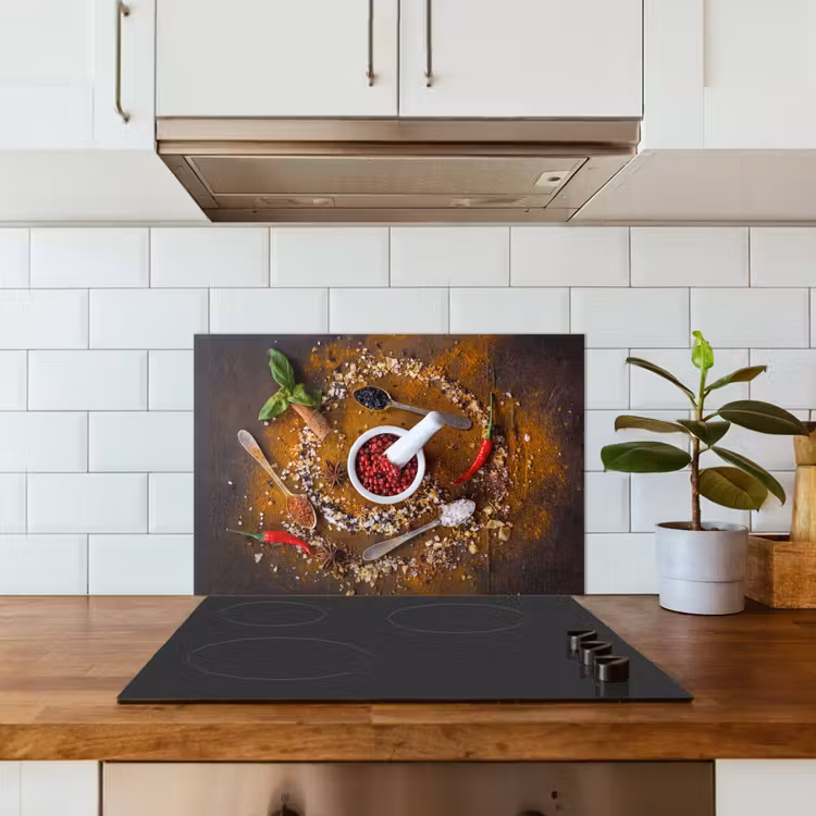 Kitchen splashback for hob - Mortar - Herbs - Spoons - Spices - Brown - Pepper — 3