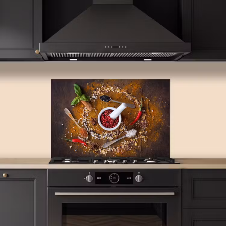 Kitchen splashback for hob - Mortar - Herbs - Spoons - Spices - Brown - Pepper — 5