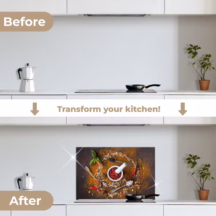 Kitchen splashback for hob - Mortar - Herbs - Spoons - Spices - Brown - Pepper — 7