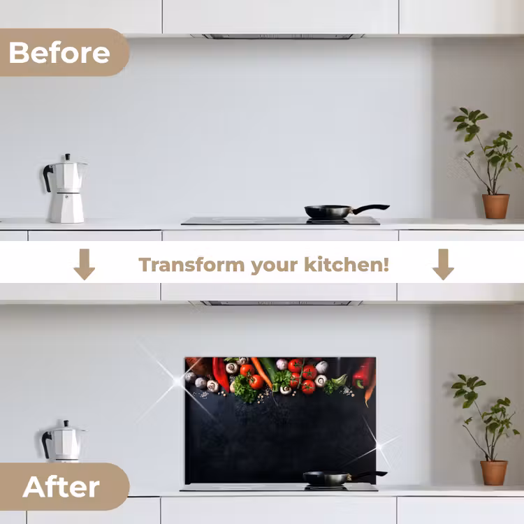 Kitchen splashback for hob - Vegetable - Herbs - Spices - Black - Rustic - Kitchen — 7