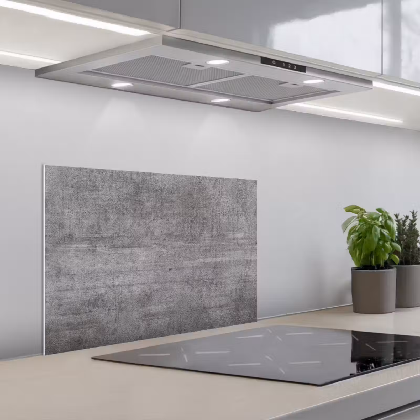 Kitchen splashback for hob - Weathered Concrete Cloth — 1