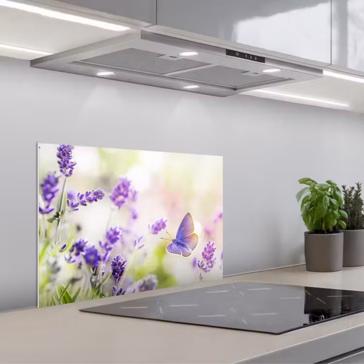 Kitchen splashback for hob - Lavender Dream with Butterfly — 1