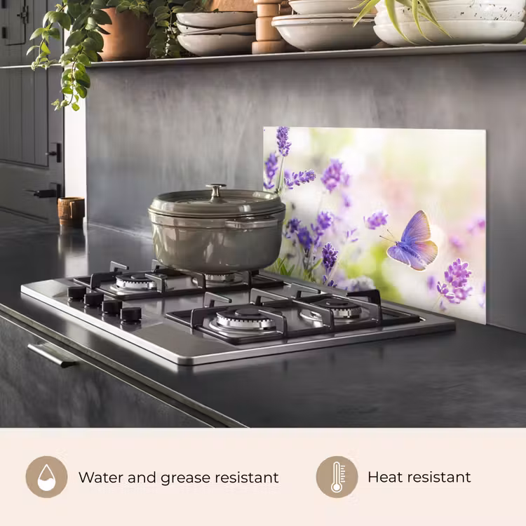 Kitchen splashback for hob - Lavender Dream with Butterfly — 2