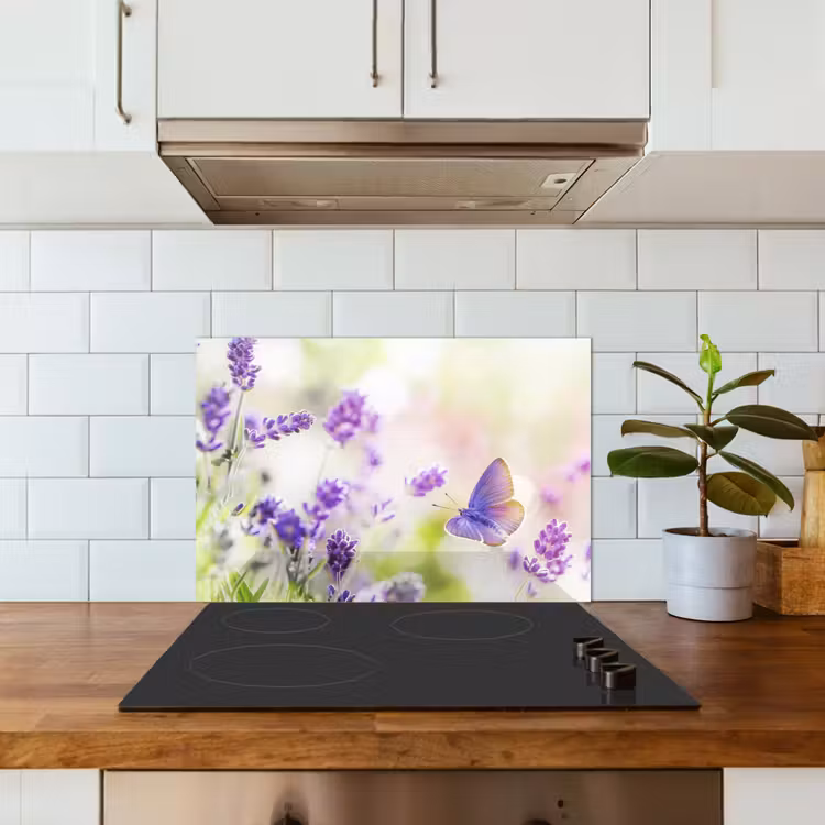 Kitchen splashback for hob - Lavender Dream with Butterfly — 3