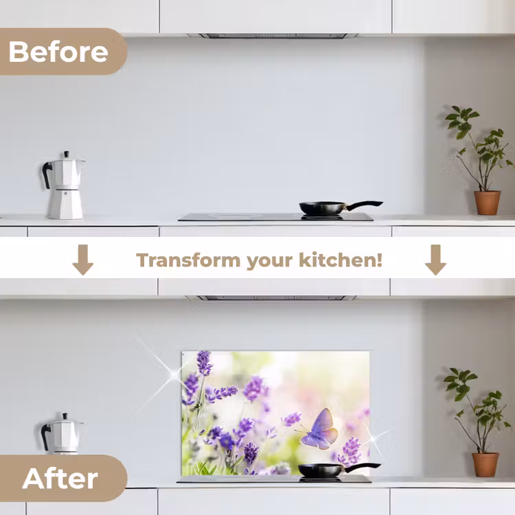 Kitchen splashback for hob - Lavender Dream with Butterfly — 7