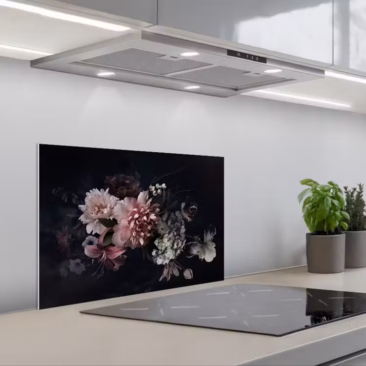 Kitchen splashback for hob - Nocturnal Flower Arrangement — 1