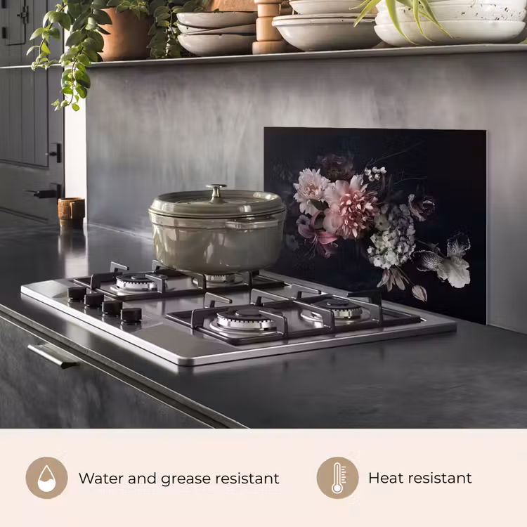 Kitchen splashback for hob - Nocturnal Flower Arrangement — 2