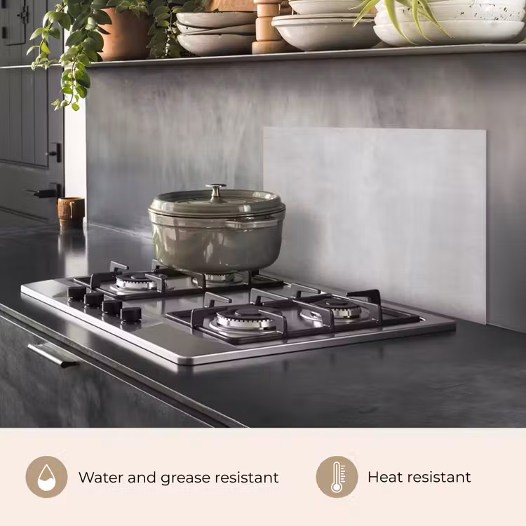 Kitchen splashback for hob - Soft Concrete Whispering — 2