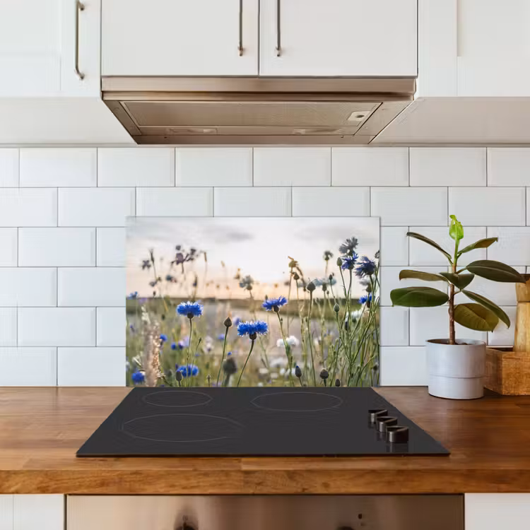 Kitchen splashback for hob - Summer evening with Cornflowers — 3
