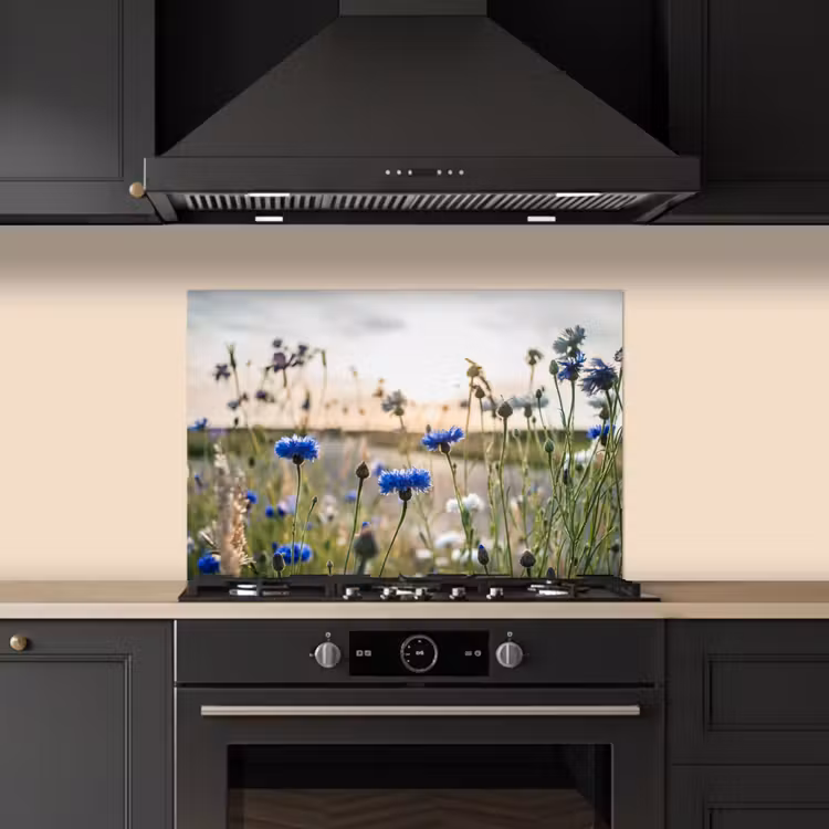 Kitchen splashback for hob - Summer evening with Cornflowers — 5