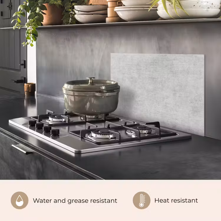 Kitchen splashback for hob - Weathered Gray Canvas — 2
