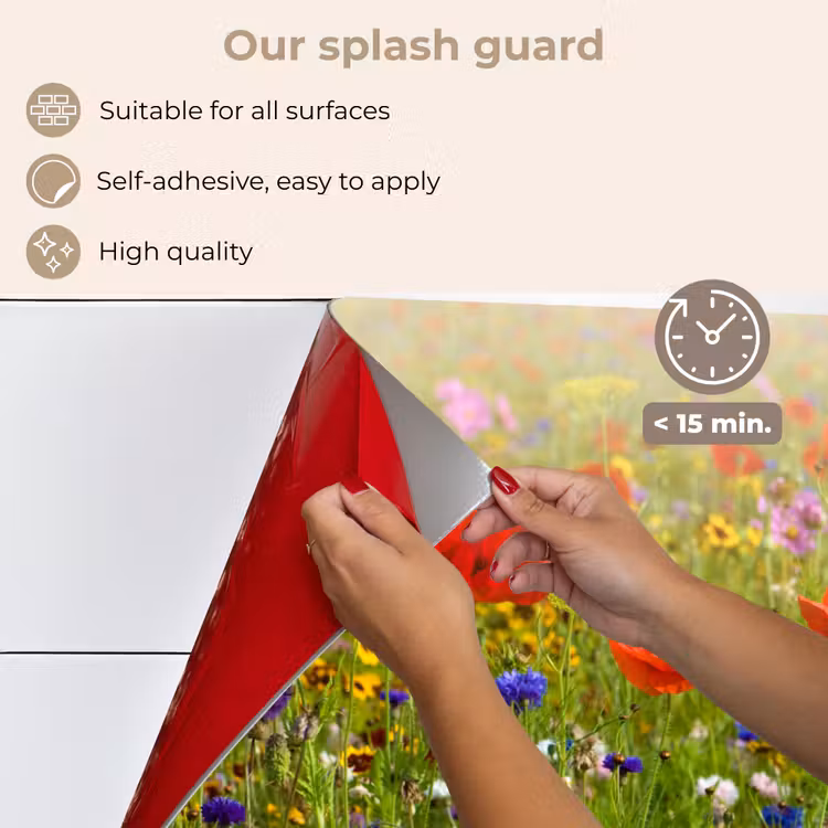 Kitchen splashback for hob - Spring - Flowers - Red - Poppy - Grass - Green — 4