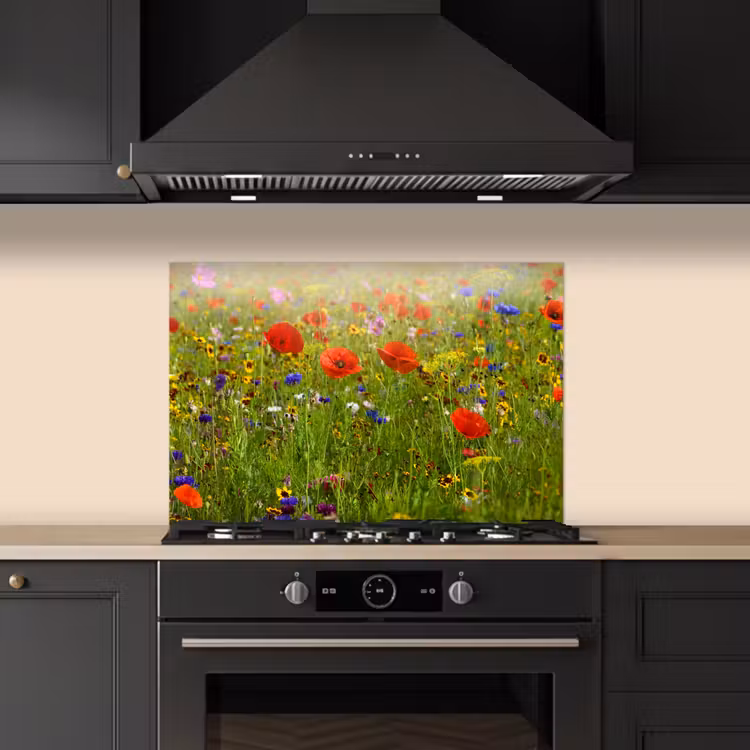 Kitchen splashback for hob - Spring - Flowers - Red - Poppy - Grass - Green — 5