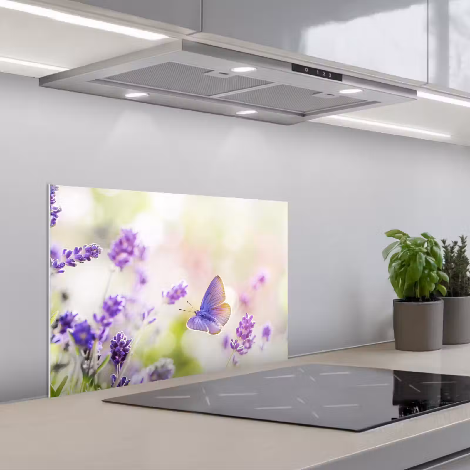 Kitchen splashback for hob - Lavender - Butterfly - Flowers — 1