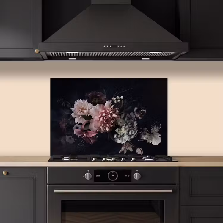 Kitchen splashback for hob - Flowers - Vintage - Pastel - Pink - White — 5