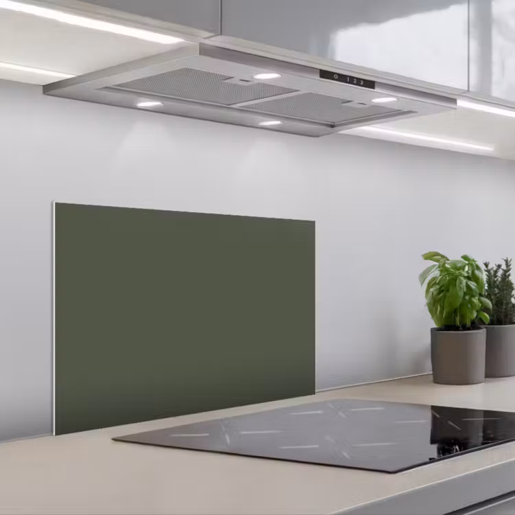 Kitchen splashback for hob - Green - Solid color - Olive green — 1
