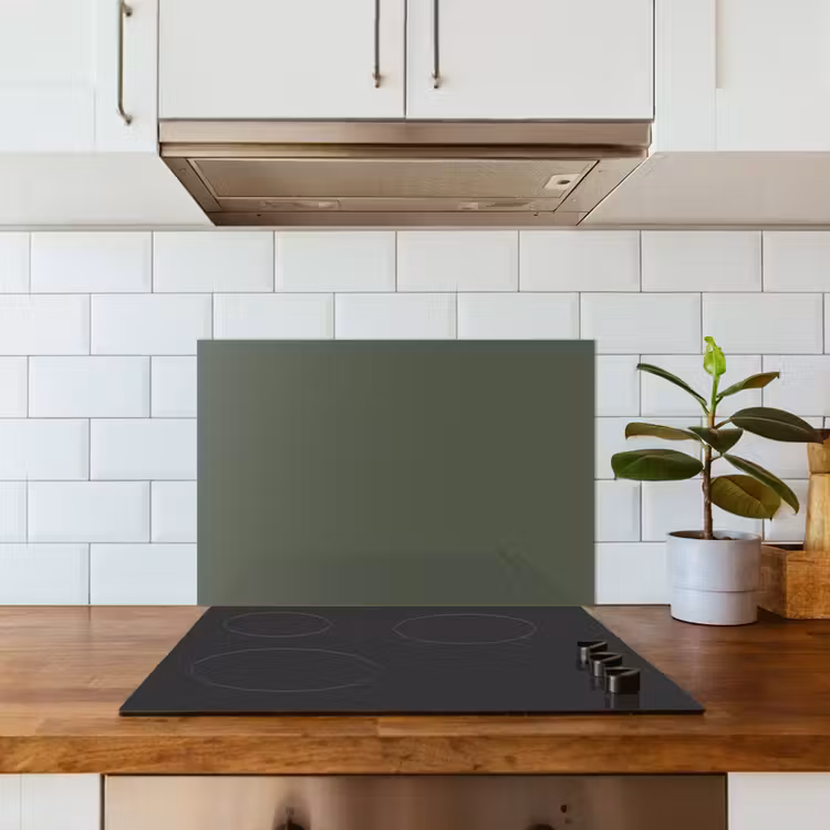 Kitchen splashback for hob - Green - Solid color - Olive green — 3