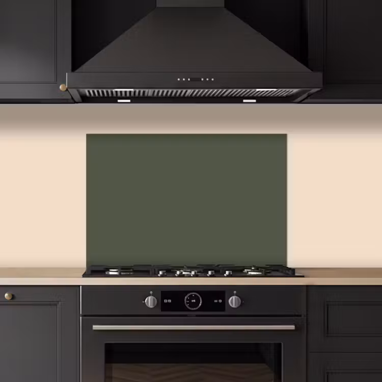 Kitchen splashback for hob - Green - Solid color - Olive green — 5