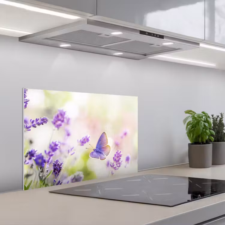 Kitchen splashback for hob - Lavender - Butterfly - Flowers — 1