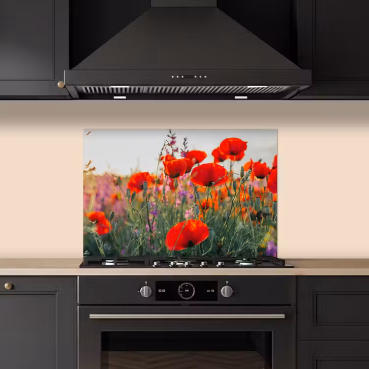Kitchen splashback for hob - Poppy - Flowers - Red - Purple - Meadow — 5