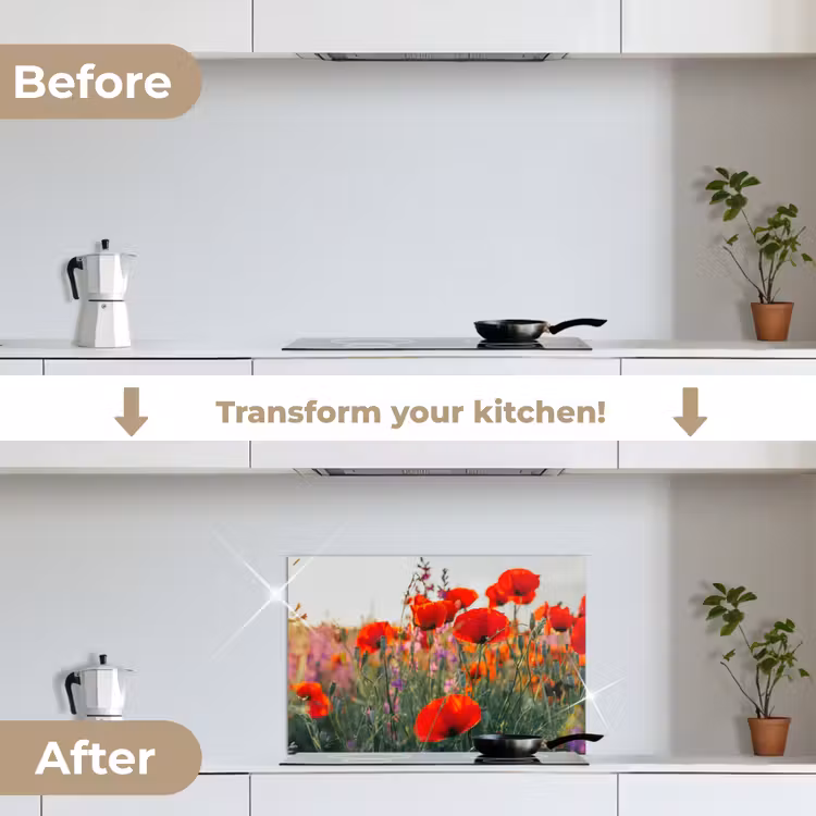 Kitchen splashback for hob - Poppy - Flowers - Red - Purple - Meadow — 7