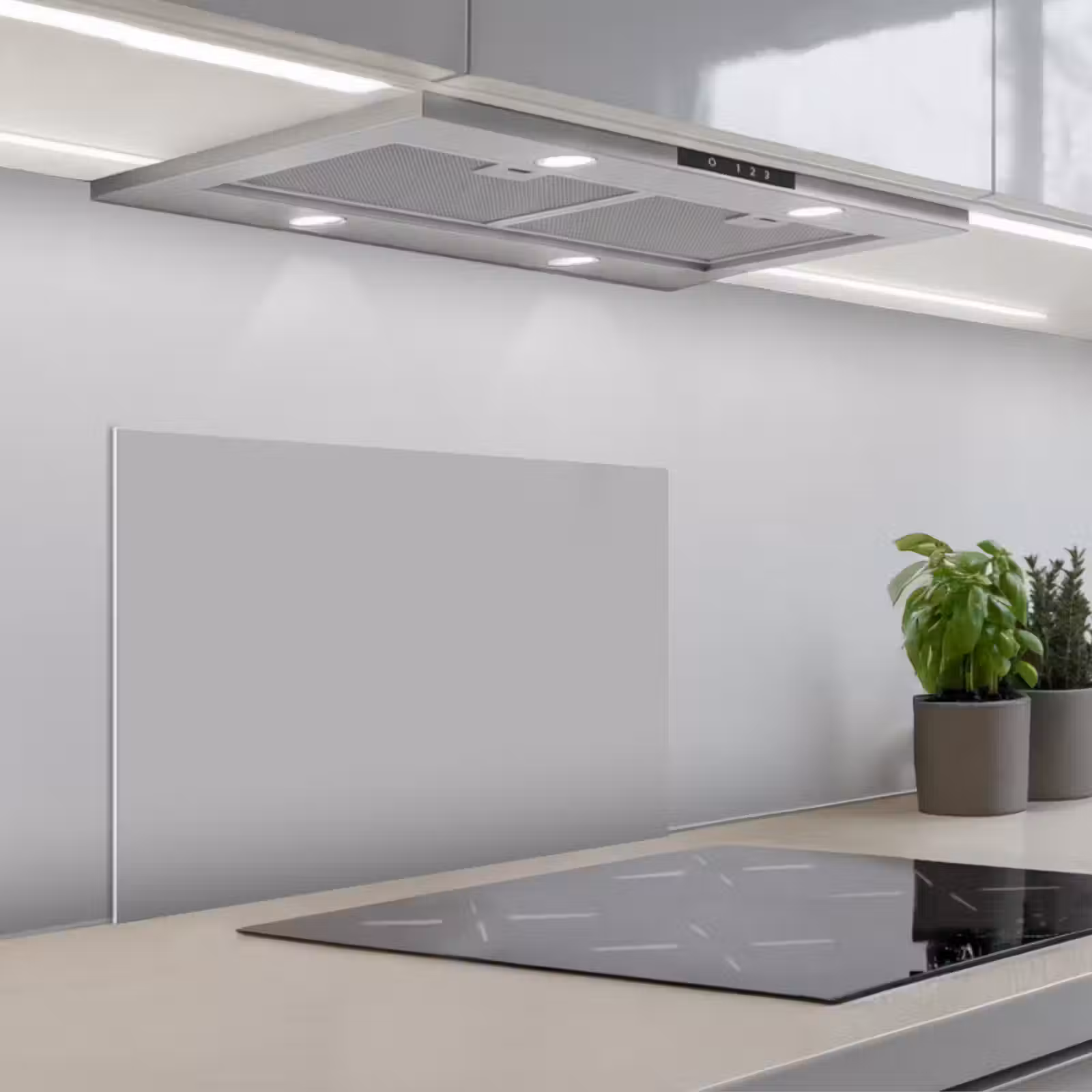 Kitchen splashback for hob - Gray - Solid print — 1