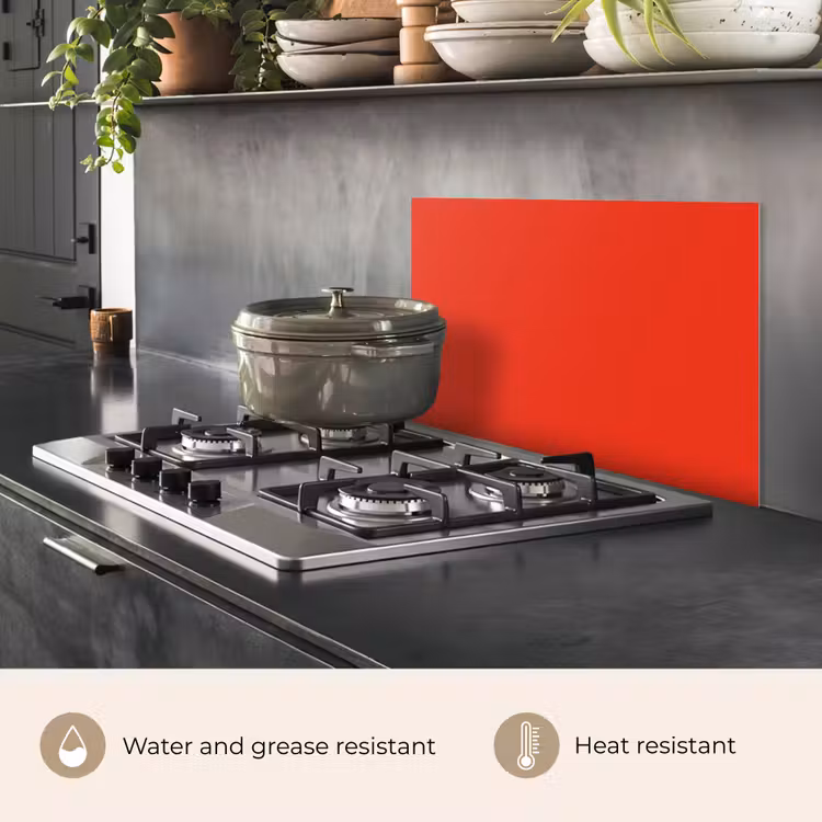 Kitchen splashback for hob - Red - Color - Solid — 2