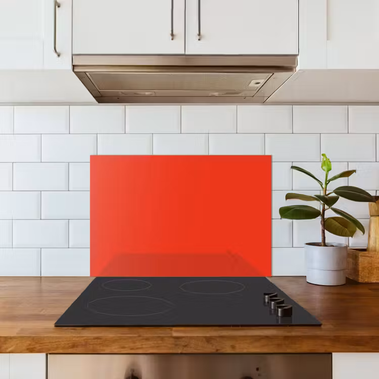 Kitchen splashback for hob - Red - Color - Solid — 3