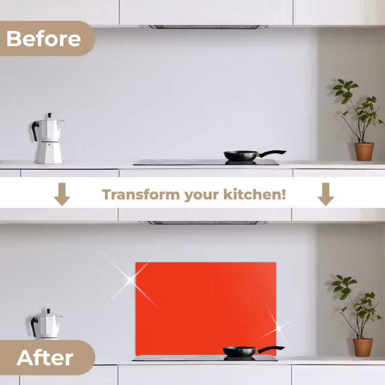 Kitchen splashback for hob - Red - Color - Solid — 7