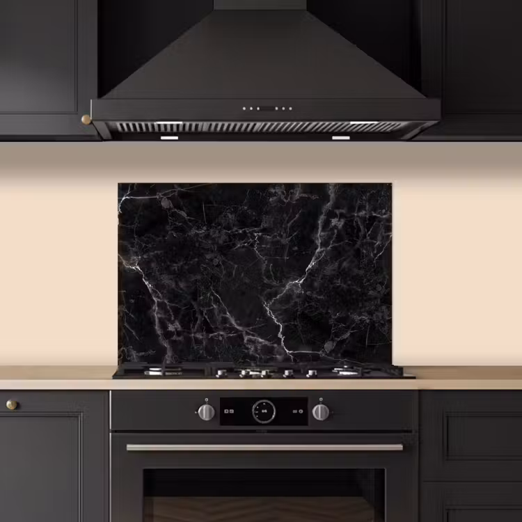 Kitchen splashback for hob - Marble - Black - White - Texture - Marble look — 5