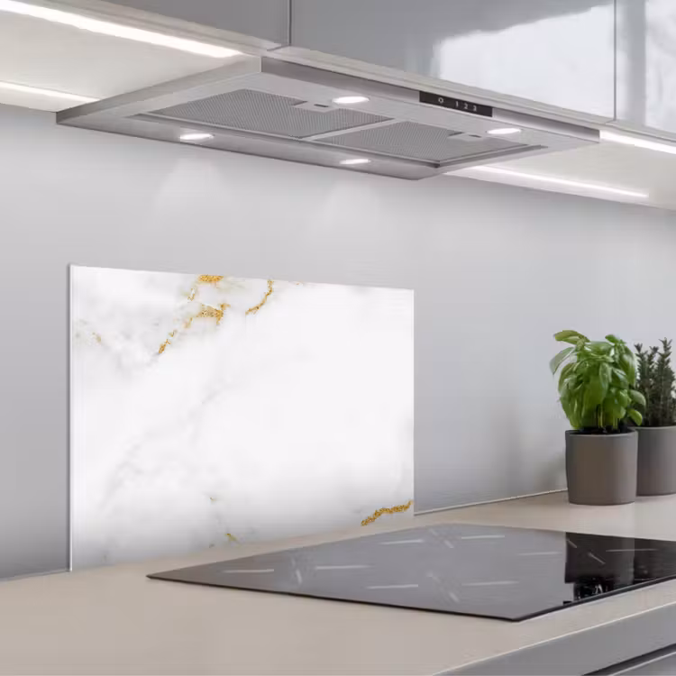 Kitchen splashback for hob - Marble - Gold - White - Luxury — 1