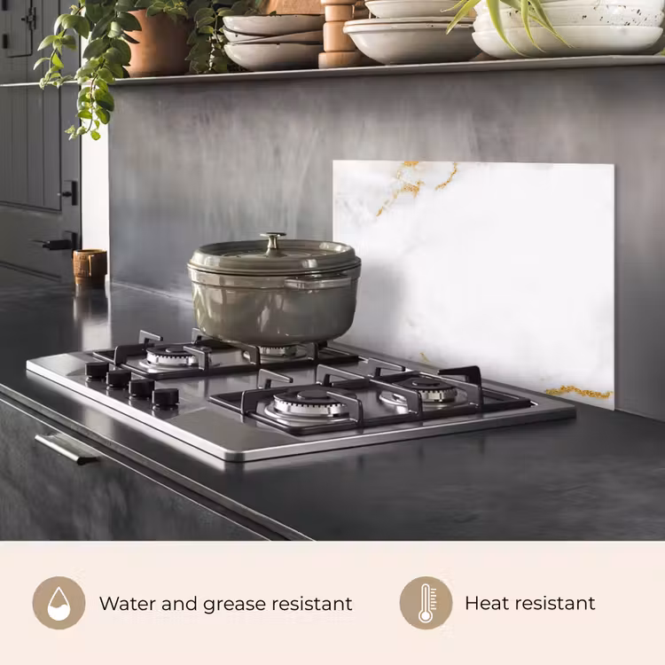 Kitchen splashback for hob - Marble - Gold - White - Luxury — 2