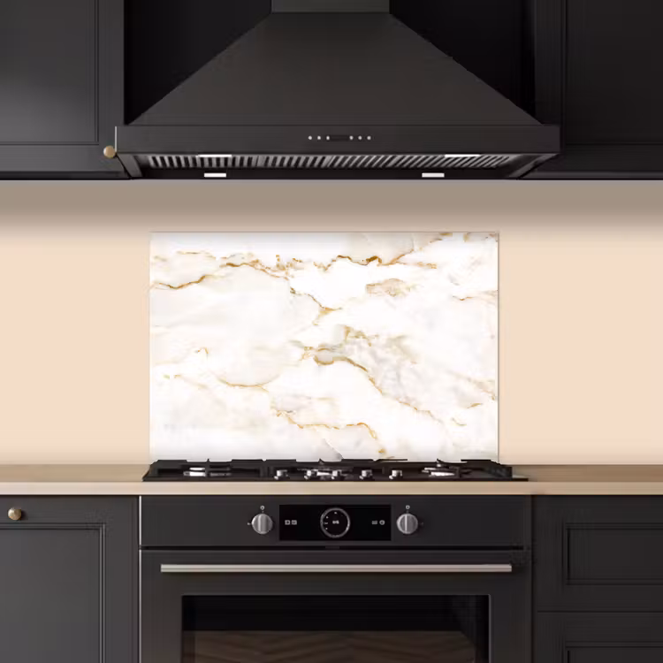 Kitchen splashback for hob - Marble - Lime - Gold - Luxury - Marble look - White — 5