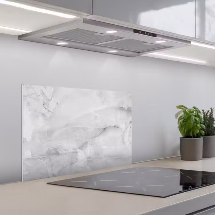 Kitchen splashback for hob - Marble - Stone - White - Gray - Marble look — 1
