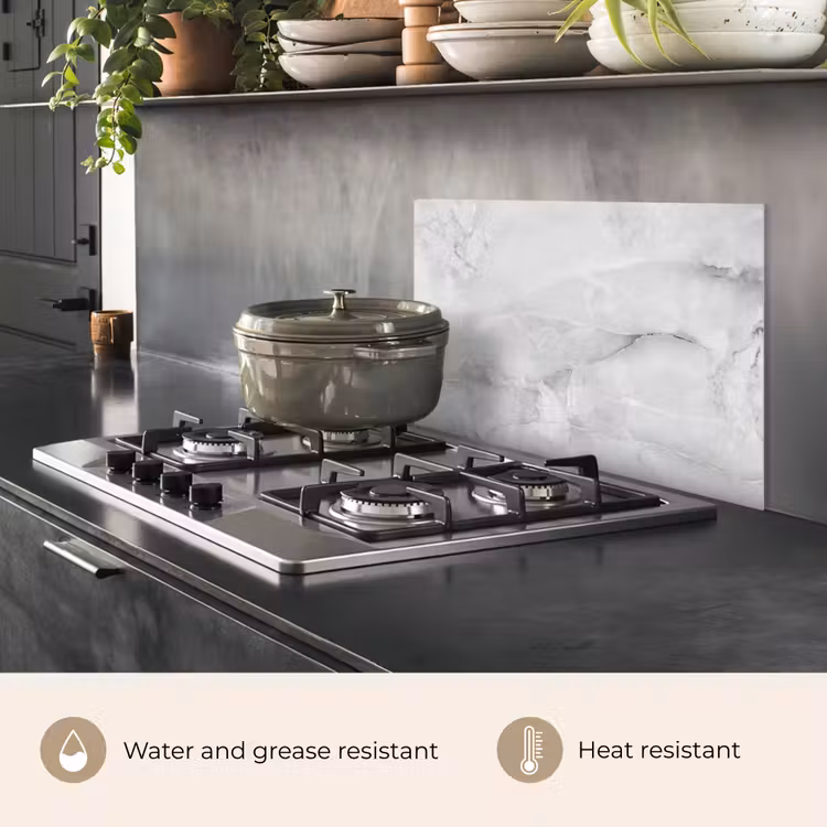 Kitchen splashback for hob - Marble - Stone - White - Gray - Marble look — 2