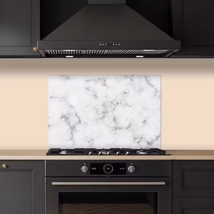 Kitchen splashback for hob - Marble - White - Silver - Glitter - Marble look - Chic — 5