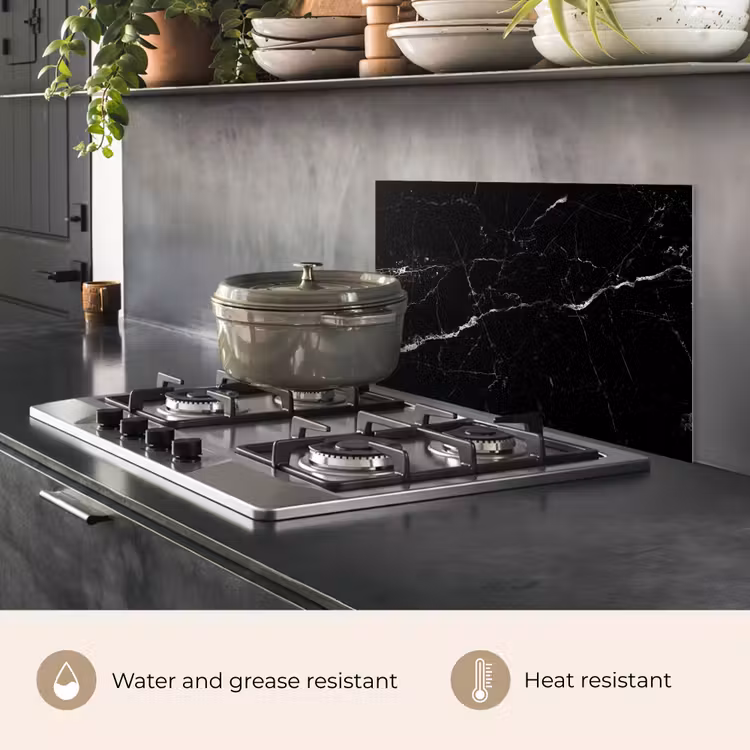 Kitchen splashback for hob - Marble look - Black - Luxury — 2