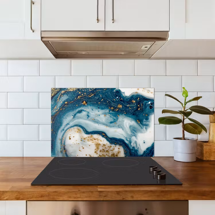Kitchen splashback for hob - Marble - Paint - Glitter - Gold — 3