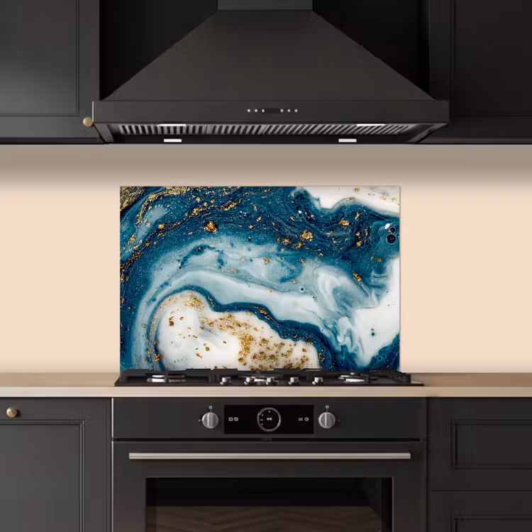 Kitchen splashback for hob - Marble - Paint - Glitter - Gold — 5