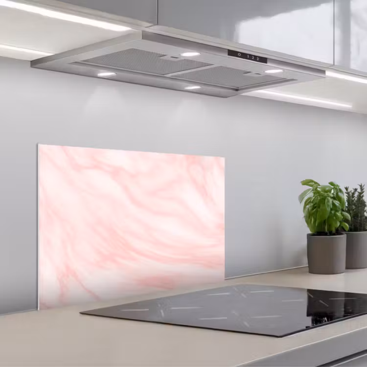 Kitchen splashback for hob - Marble - Pink - White - Luxe - Marble look — 1