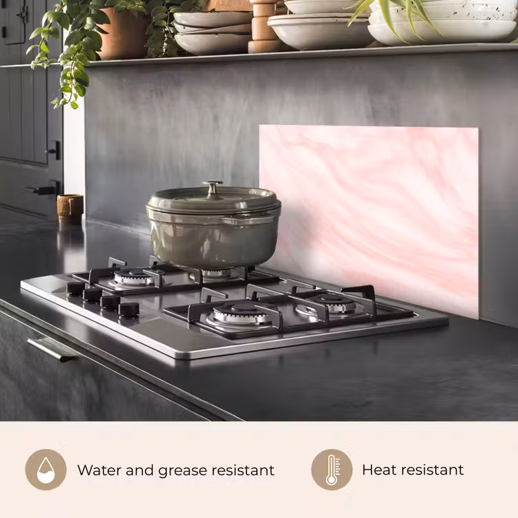 Kitchen splashback for hob - Marble - Pink - White - Luxe - Marble look — 2